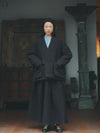 AVIVA JIFEI XUE 24 Autumn and Winter Wool Linen Satin Hakama Skirt AJX-FW24-HS-BWLS-HEI Black